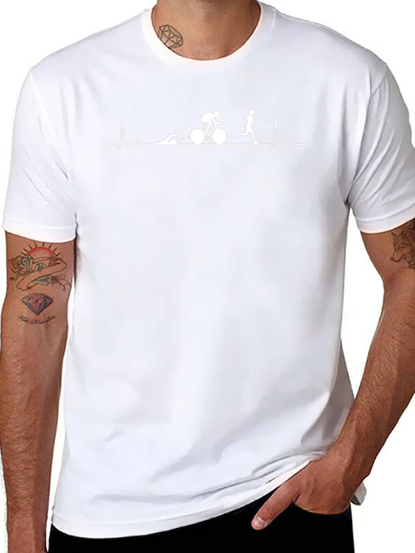 Triathlon Heartbeat T-Shirt - Swim Bike Run