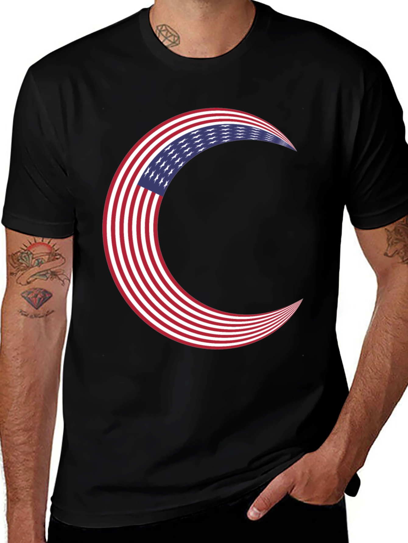 American Flag Crescent Moon T-Shirt
