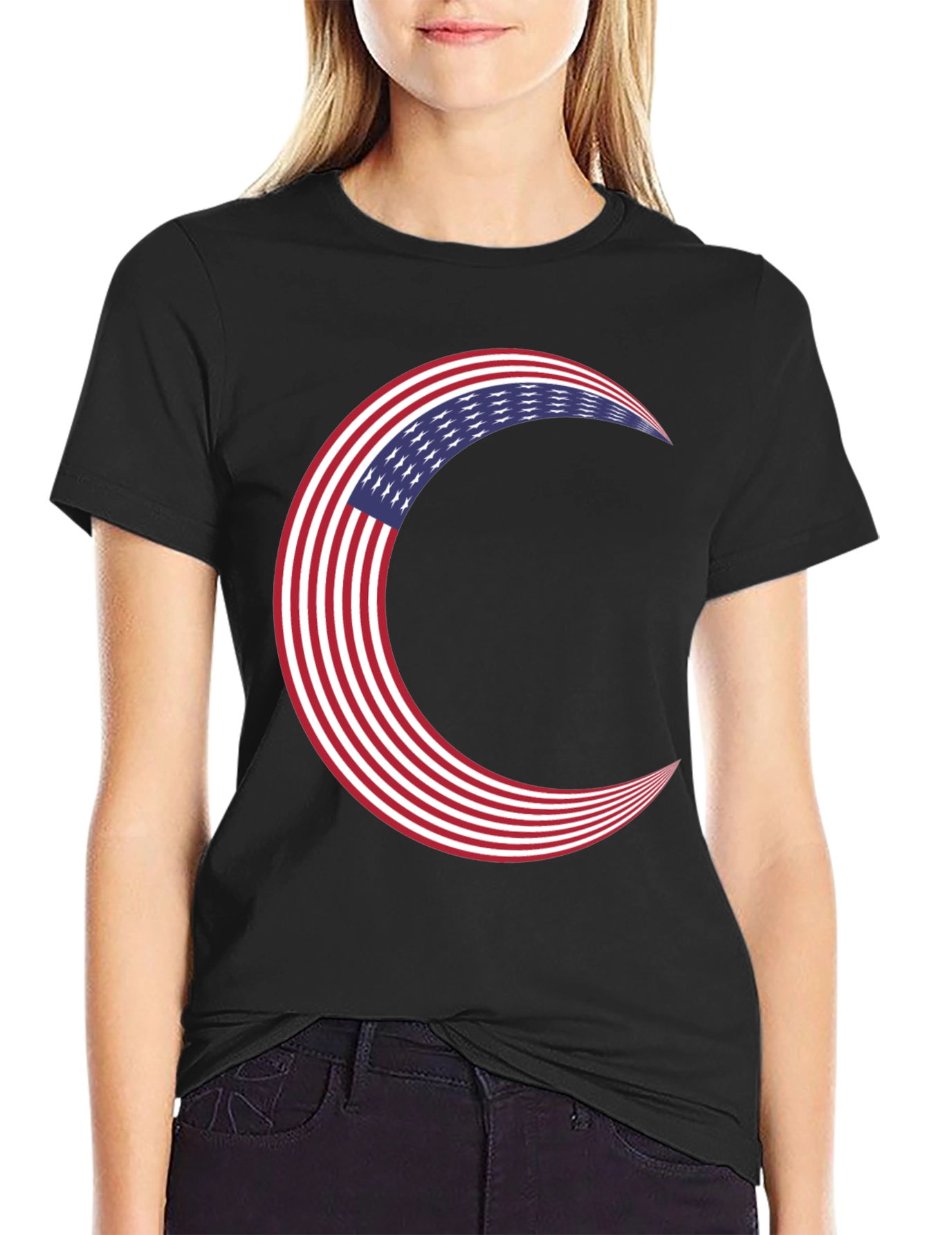 American Flag Crescent Moon T-Shirt
