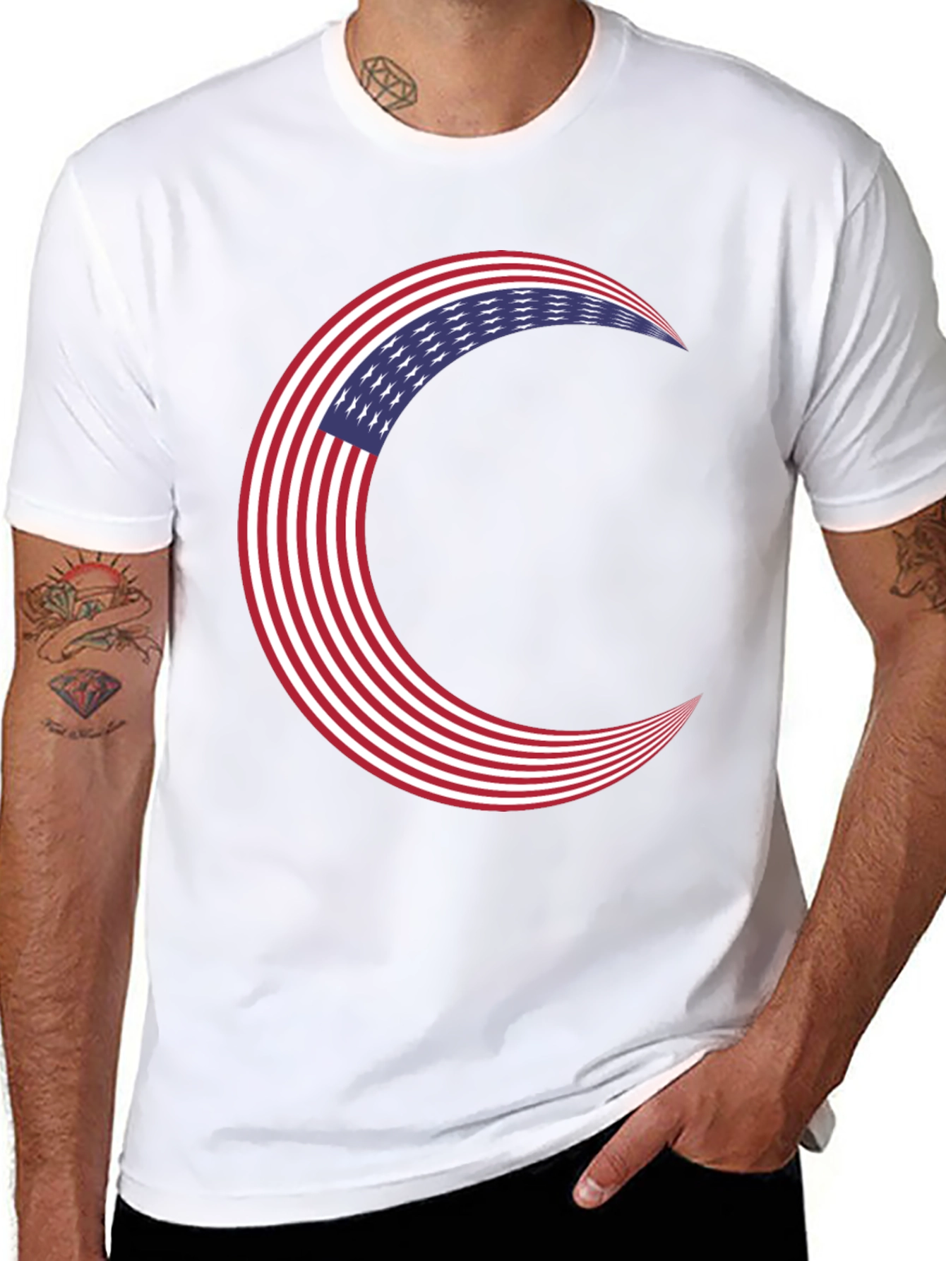 American Flag Crescent Moon T-Shirt