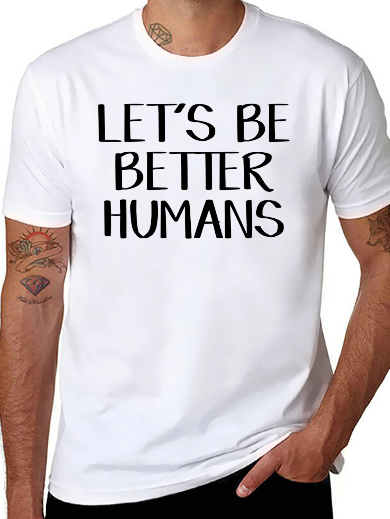 Lets Be Better Humans Black Graphic T-Shirt
