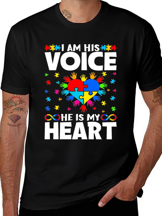 Autism Awareness: I Am His Voice He Is My Heart T-Shirt