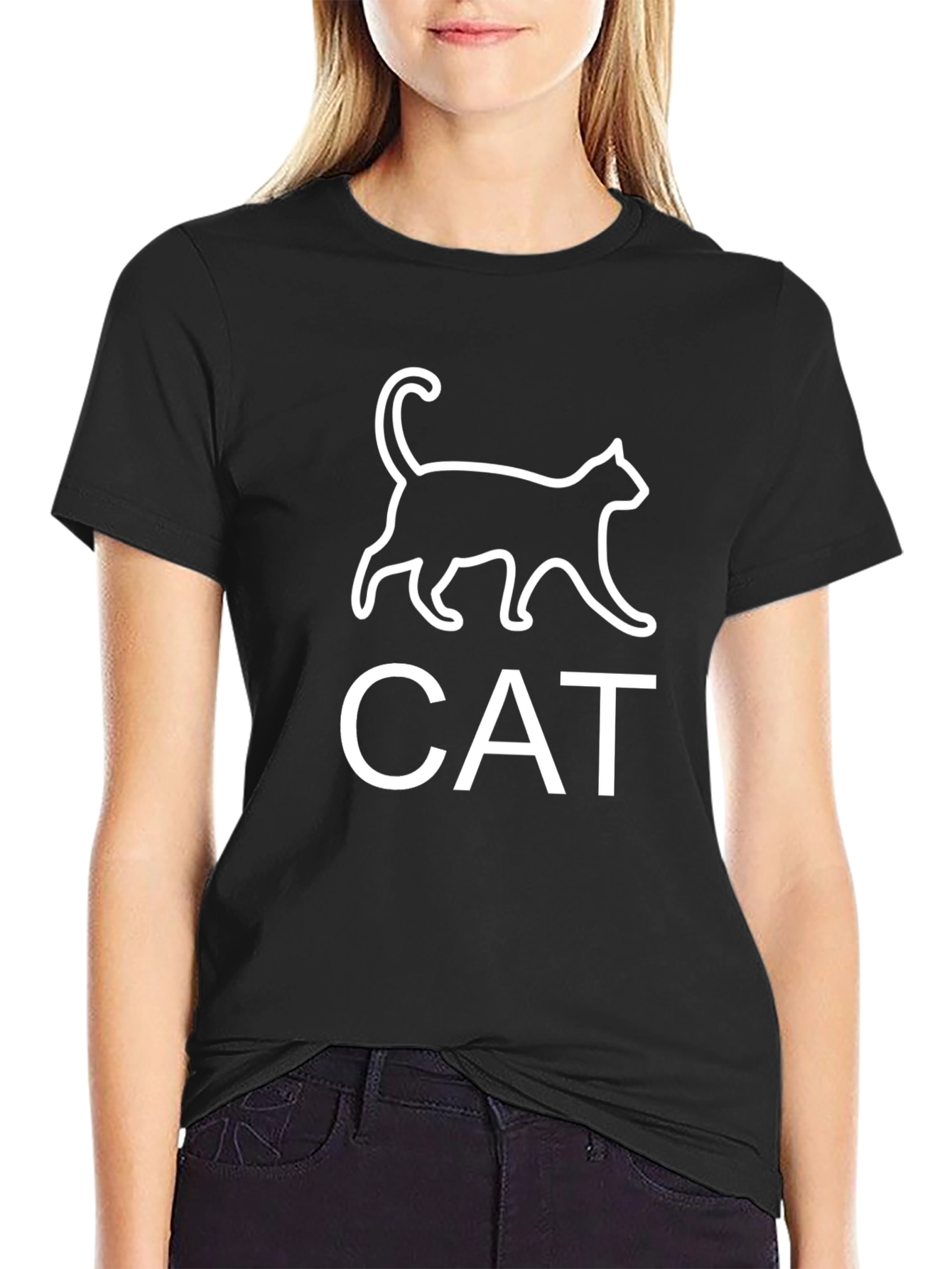 Cool Cat Tee - Black Cotton Graphic T-Shirt