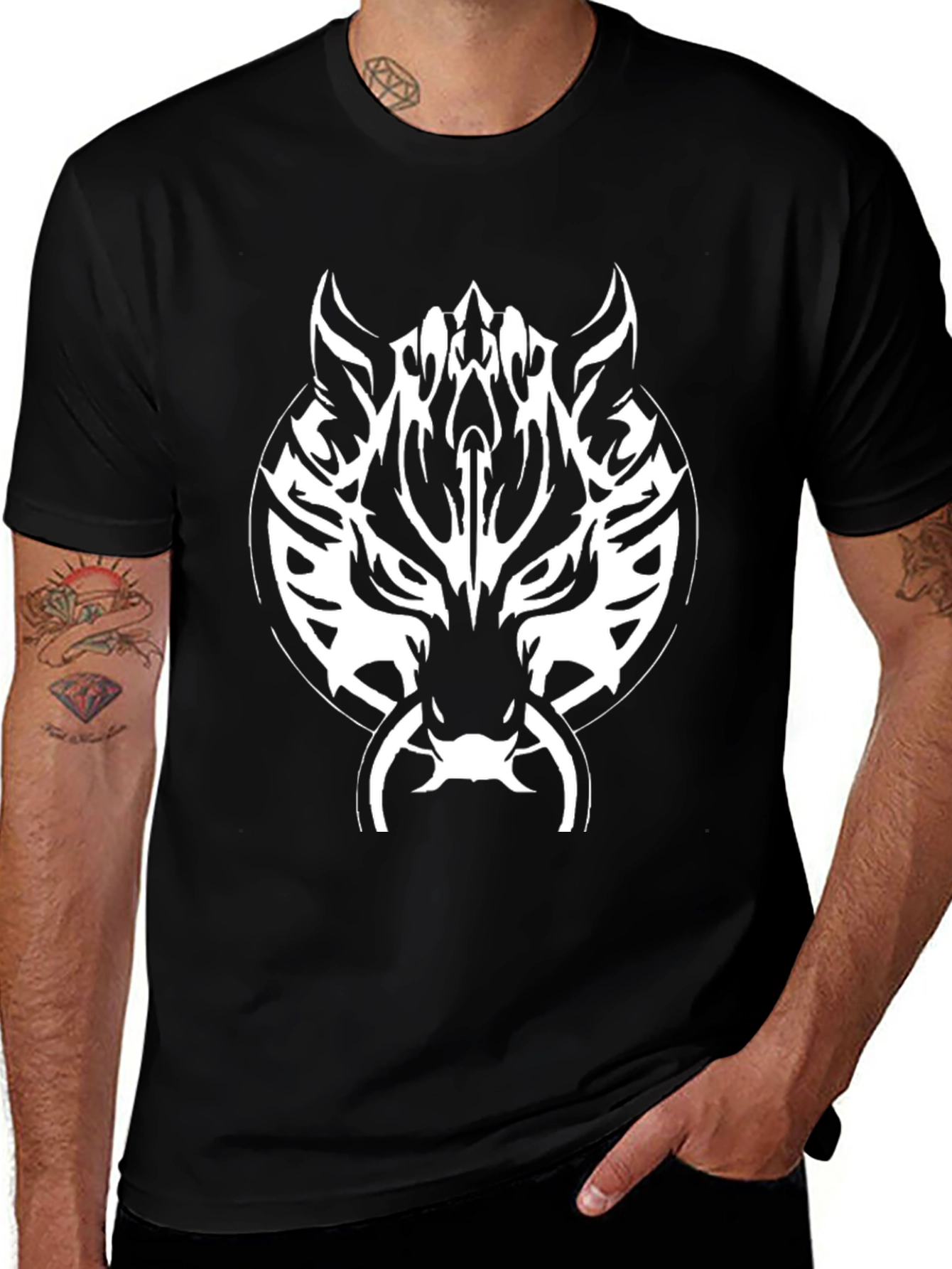 Wolf Head Graphic Black T-Shirt