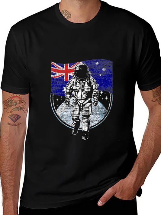 Astronaut Australian Flag Black T-Shirt