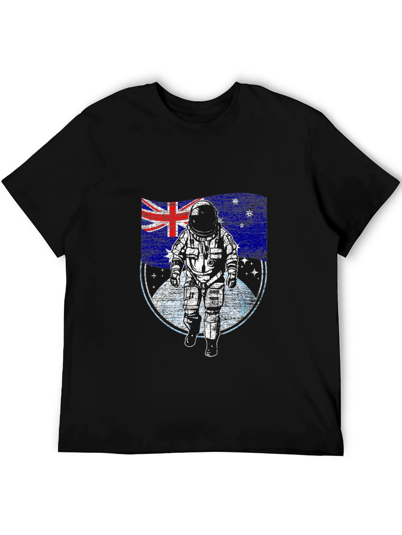 Astronaut Australian Flag Black T-Shirt