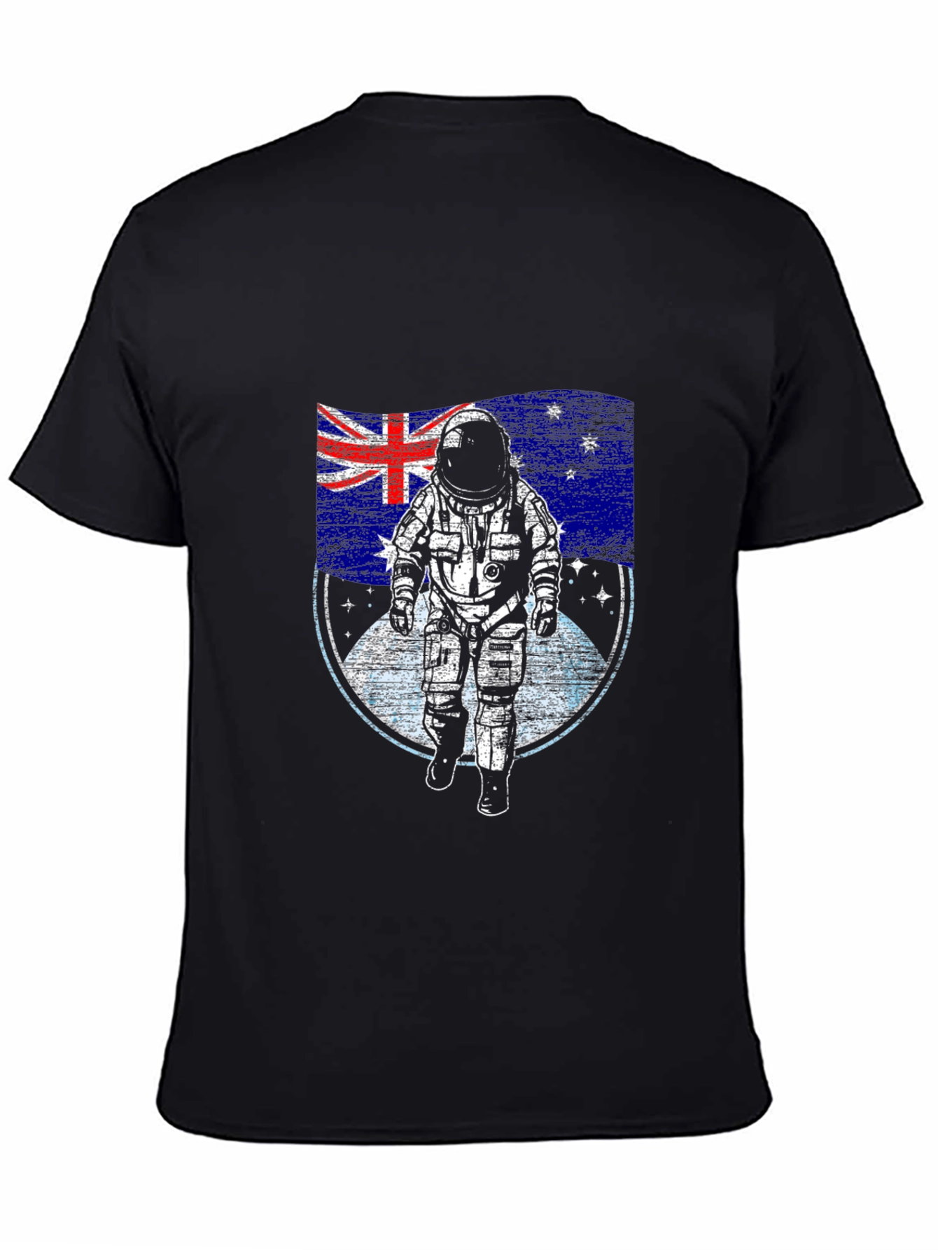 Astronaut Australian Flag Black T-Shirt