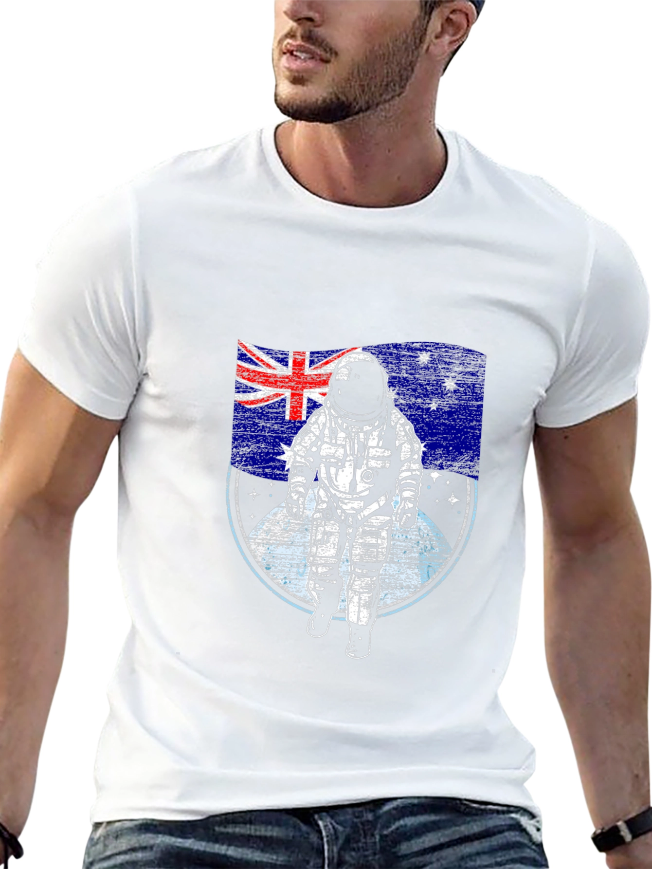 Astronaut Australian Flag Black T-Shirt