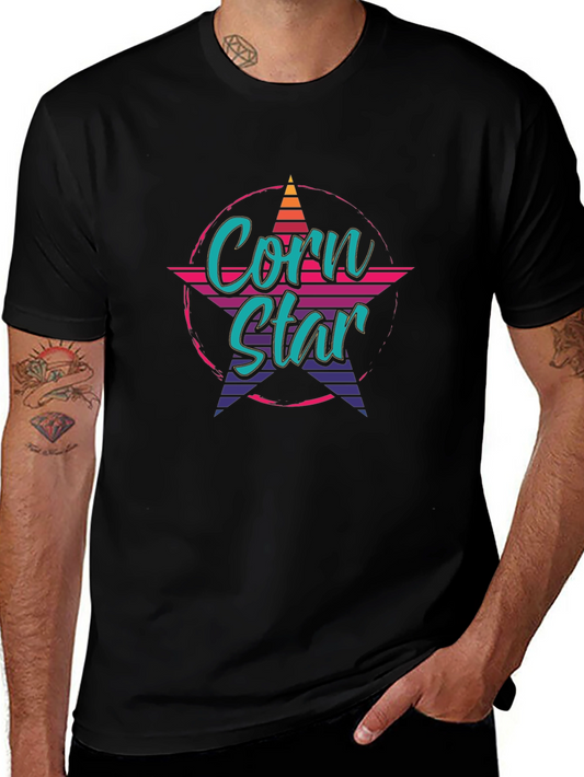 Corn Star Retro Graphic Tee - Black