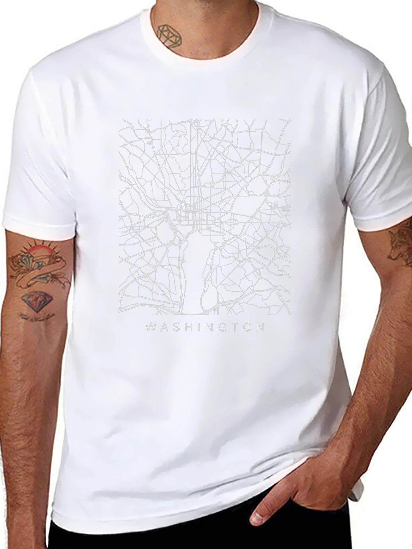 Washington D.C. Map Graphic T-Shirt - Black