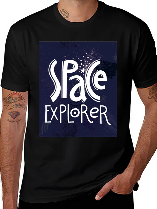 Space Explorer T-Shirt - Galaxy Design Black Tee