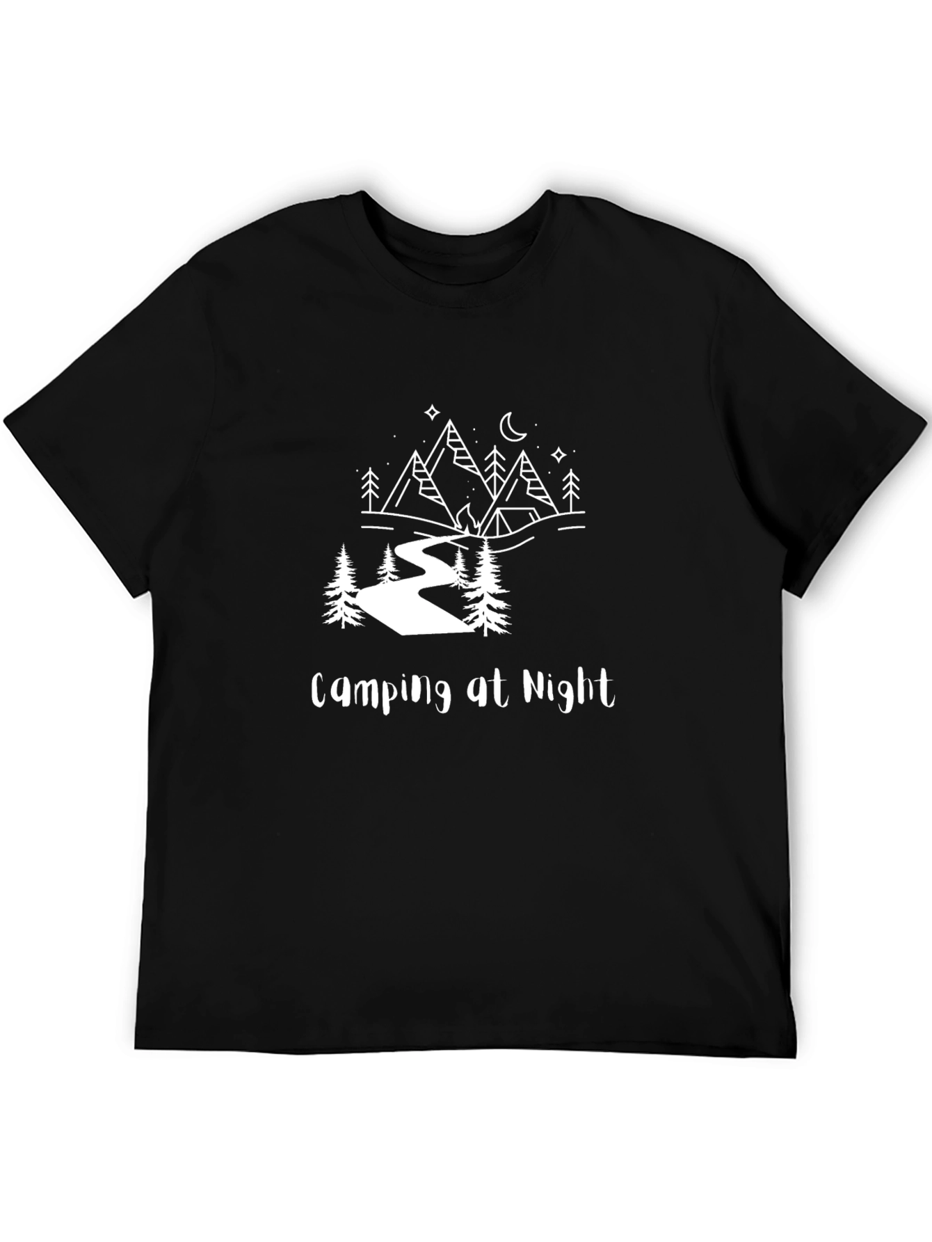 Camping at Night Black T-Shirt