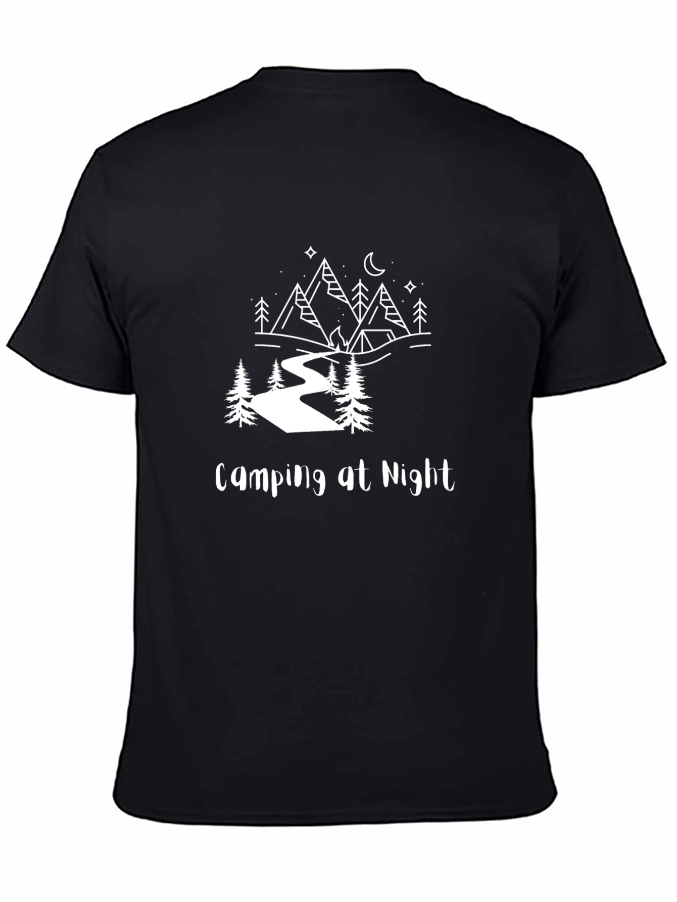 Camping at Night Black T-Shirt
