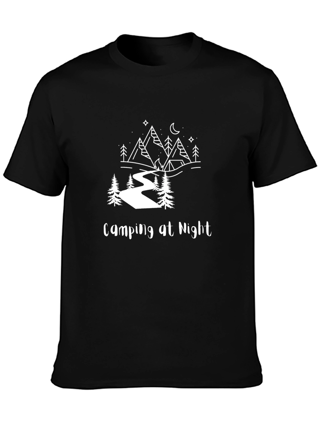 Camping at Night Black T-Shirt