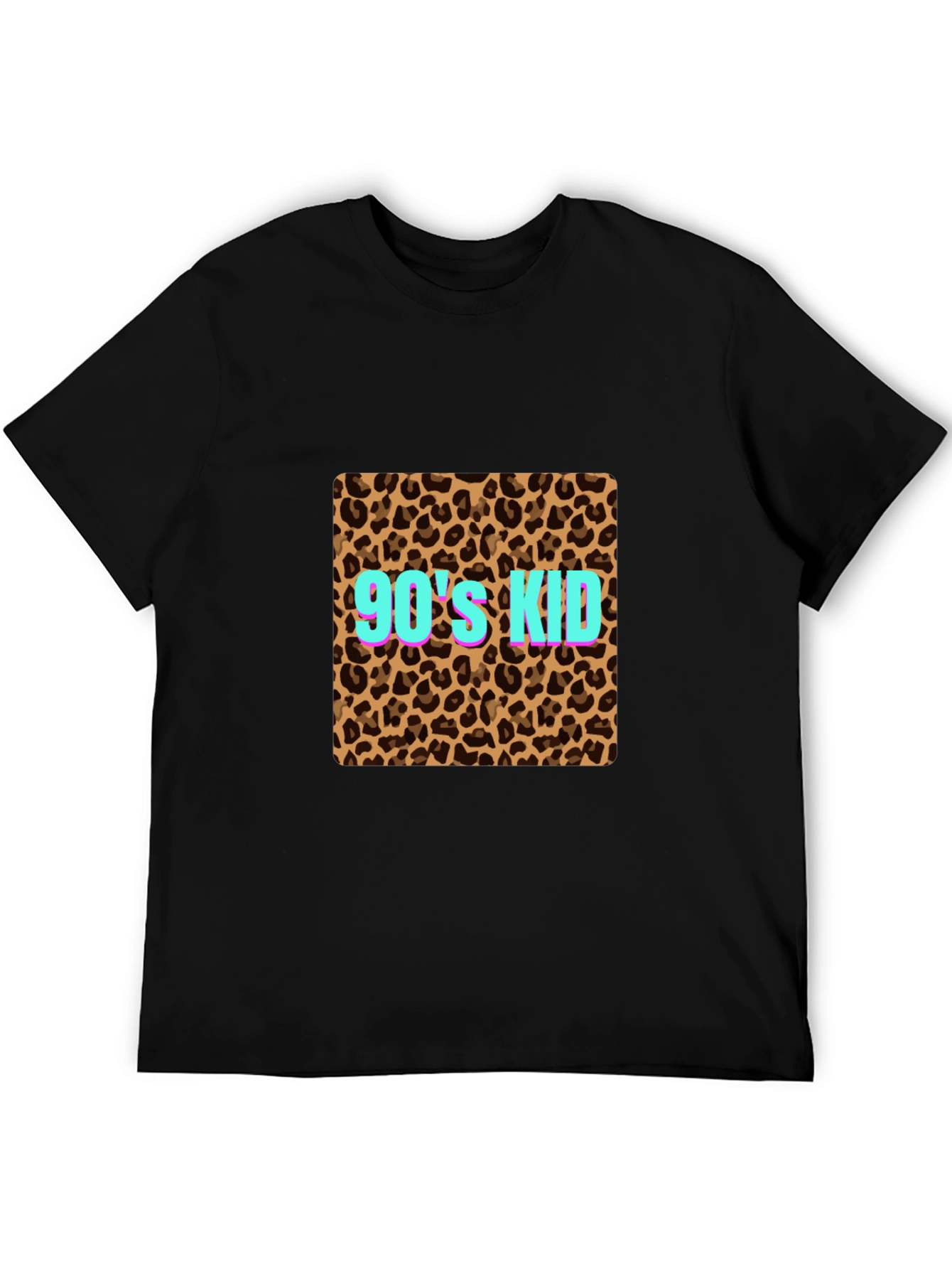 90s Kid Leopard Print Black T-Shirt