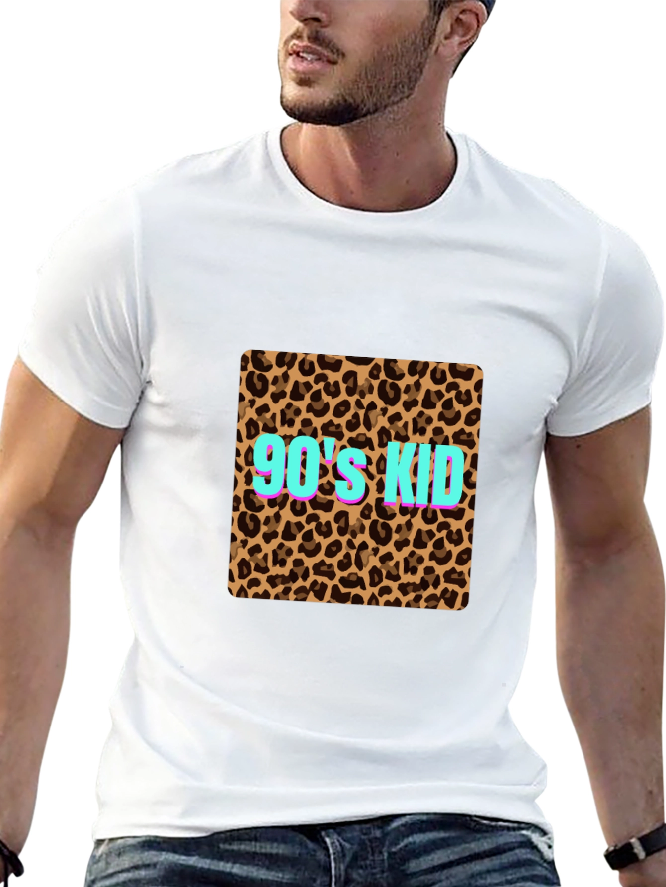 90s Kid Leopard Print Black T-Shirt