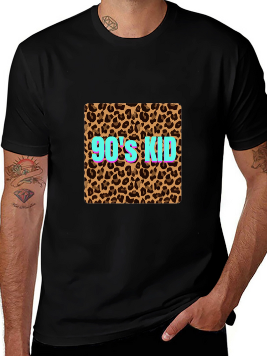 90s Kid Leopard Print Black T-Shirt