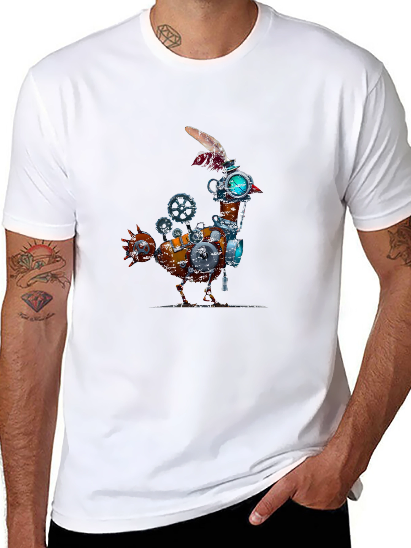 Steampunk Mechanical Chicken Graphic Tee