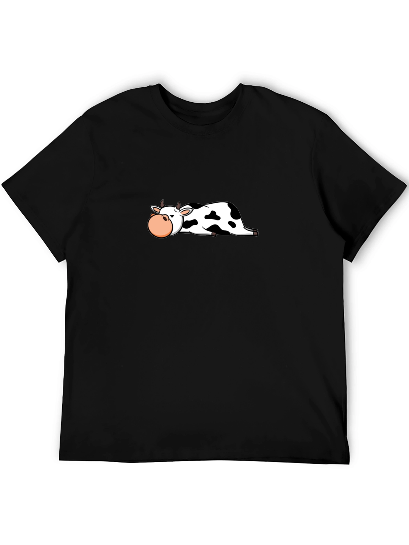 Lazy Cow Graphic Black T-Shirt - Casual Wear