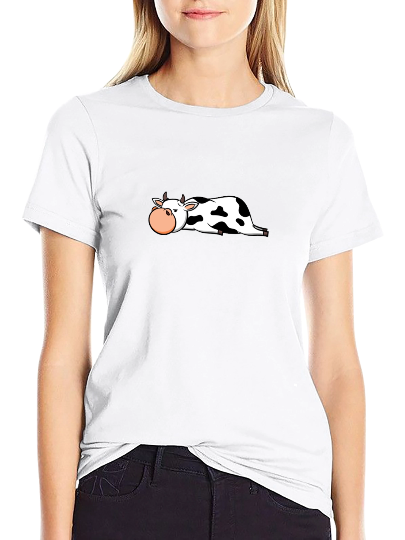 Lazy Cow Graphic Black T-Shirt - Casual Wear