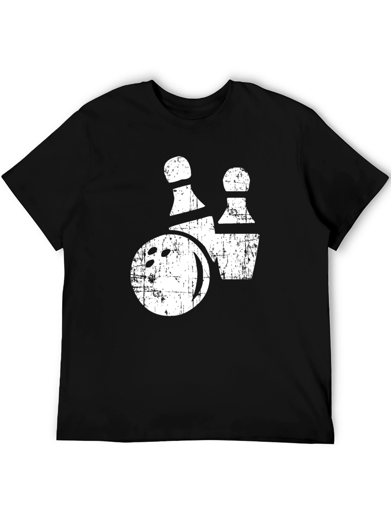 Bowling Ball and Pins Graphic Tee - Distressed Print