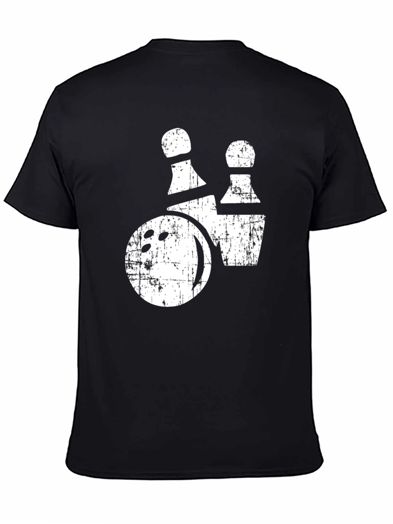 Bowling Ball and Pins Graphic Tee - Distressed Print