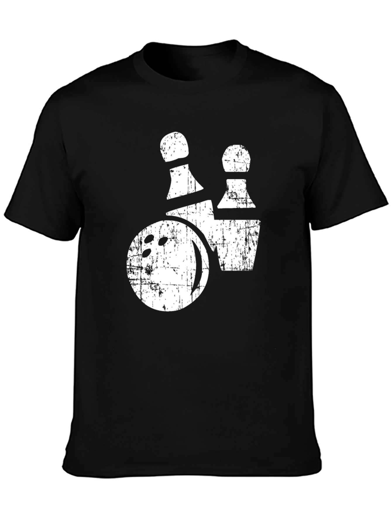 Bowling Ball and Pins Graphic Tee - Distressed Print