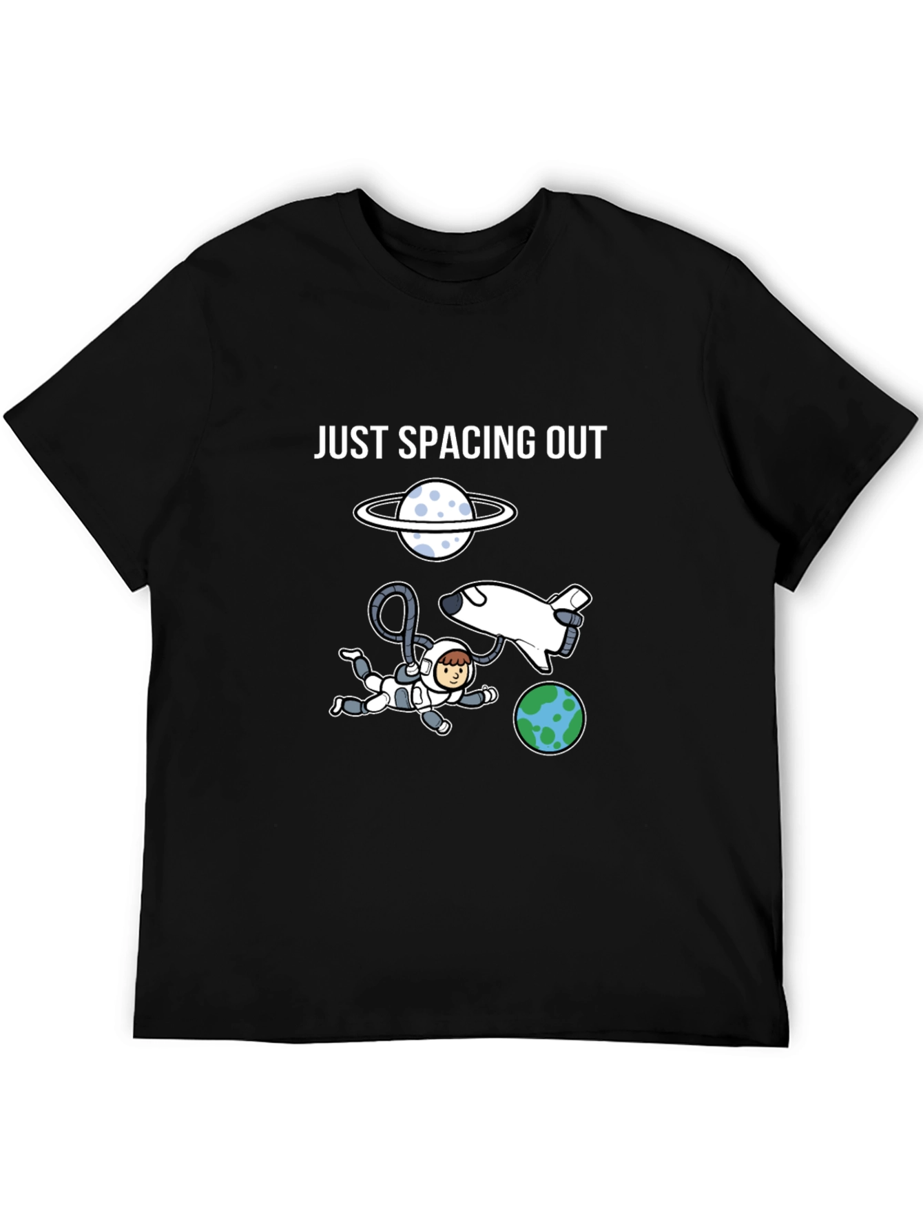 Just Spacing Out Black Graphic T-Shirt