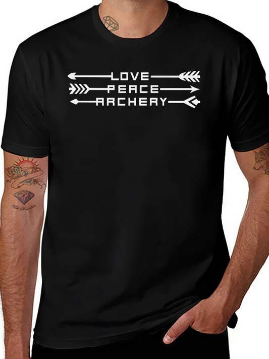 Love Peace Archery Black Graphic Tee