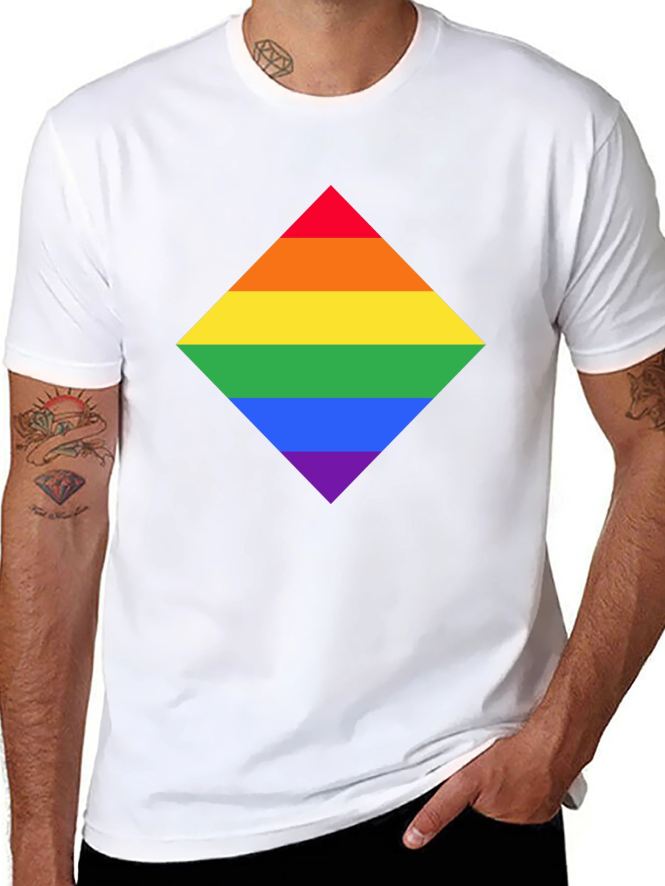 Rainbow Pride Diamond Graphic T-Shirt - Black
