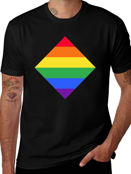 Rainbow Pride Diamond Graphic T-Shirt - Black