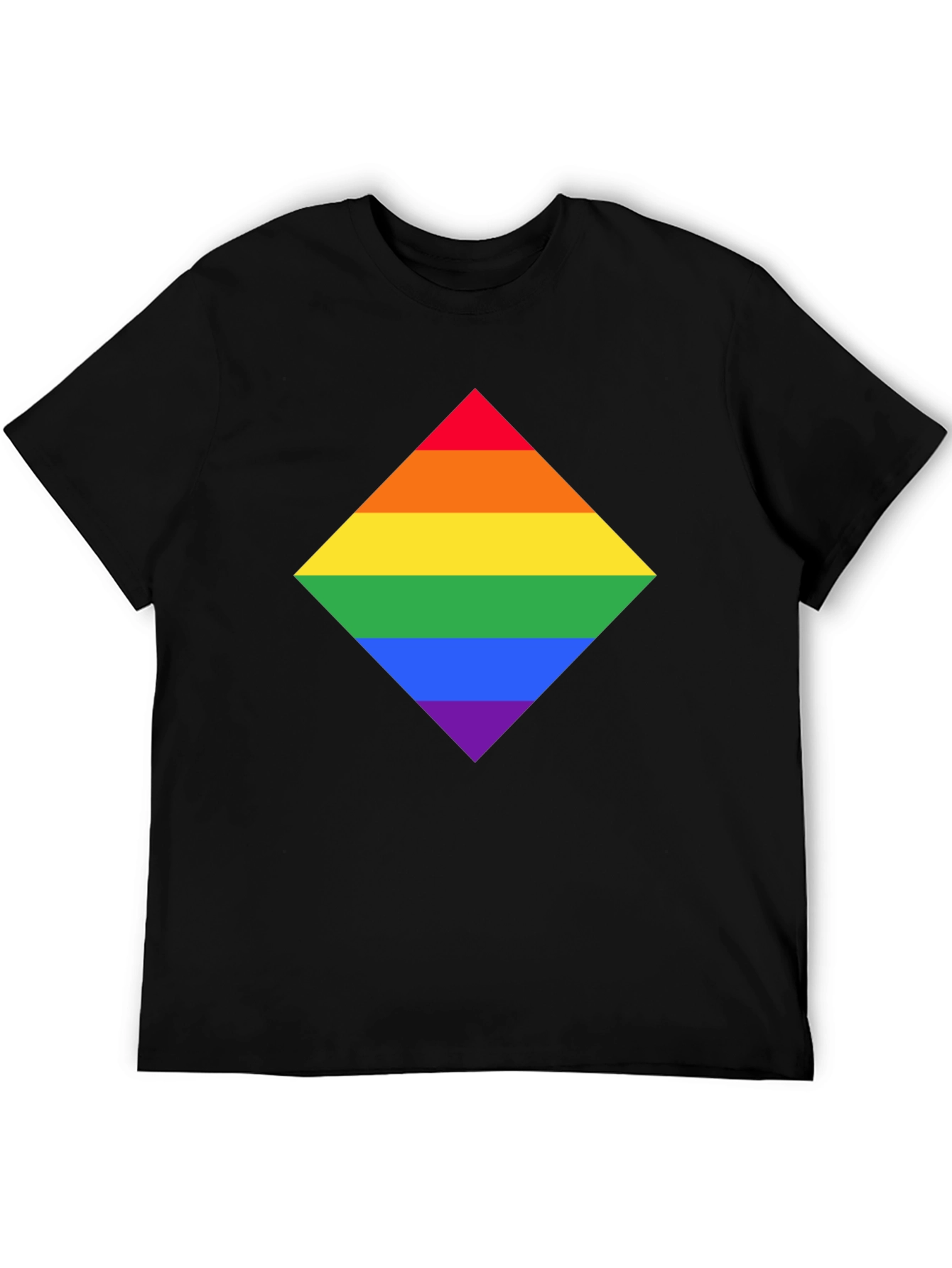Rainbow Pride Diamond Graphic T-Shirt - Black