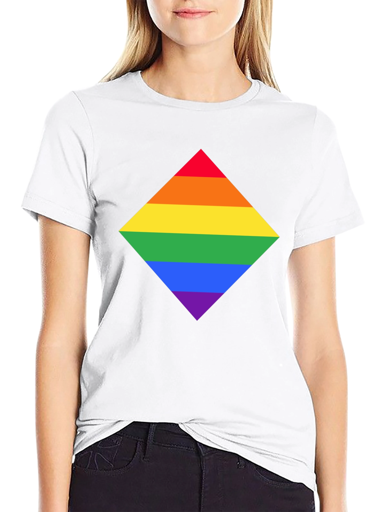 Rainbow Pride Diamond Graphic T-Shirt - Black