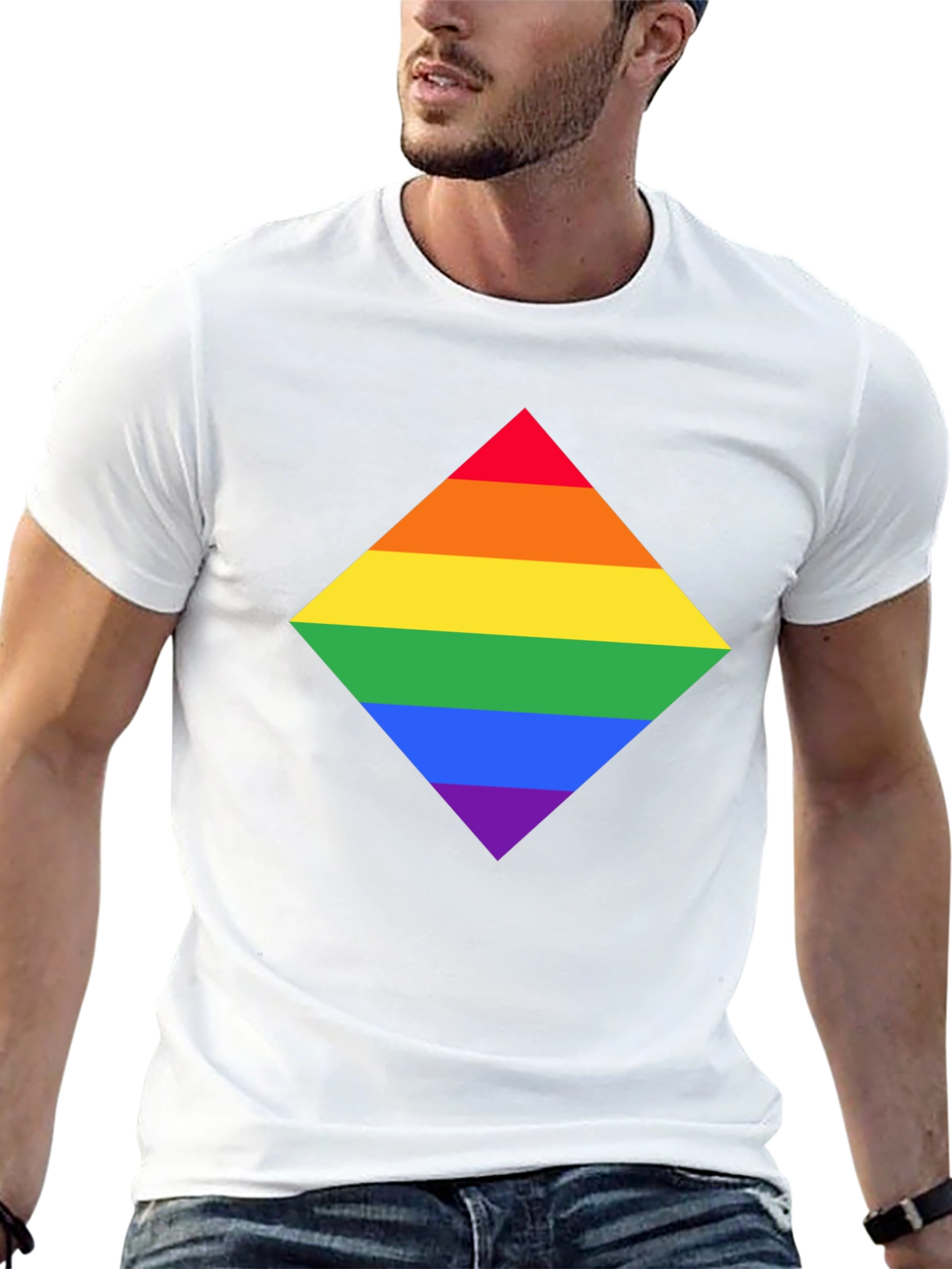 Rainbow Pride Diamond Graphic T-Shirt - Black