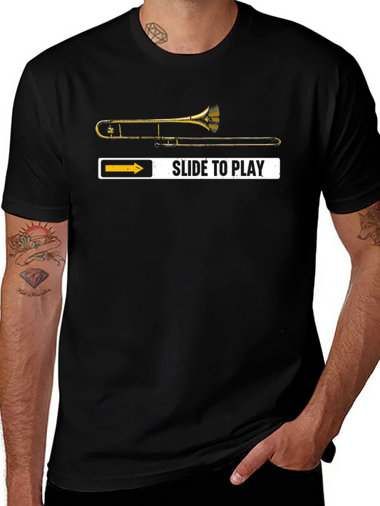 Slide to Play Trombone Graphic Tee - Musicians Humor
