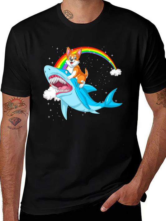 Shark Corgi Rainbow T-Shirt