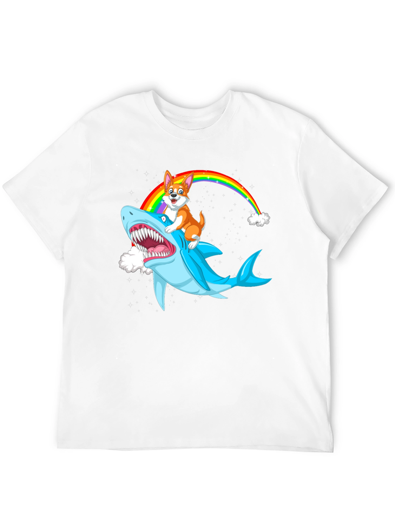 Shark Corgi Rainbow T-Shirt