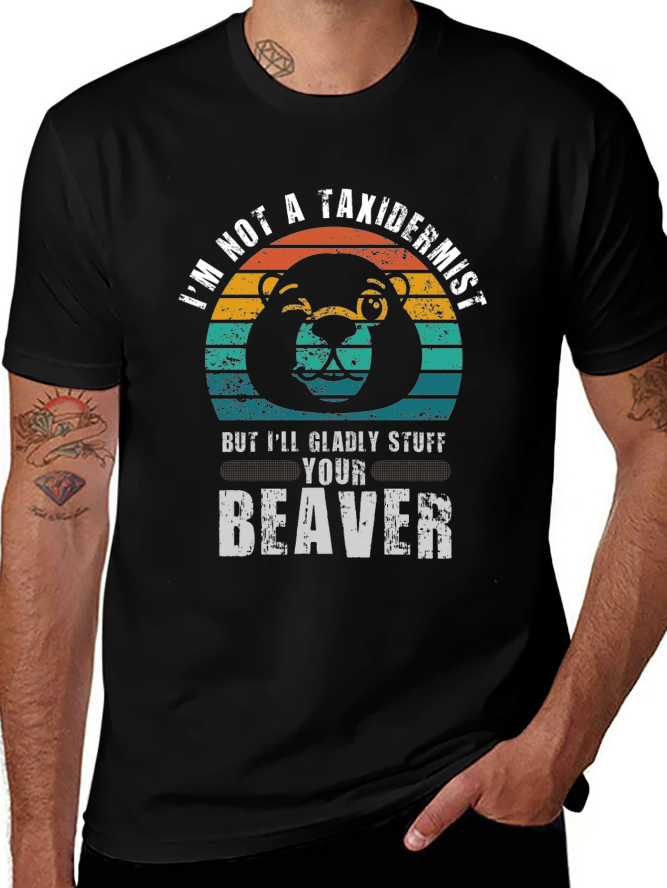 Funny Beaver Graphic T-Shirt