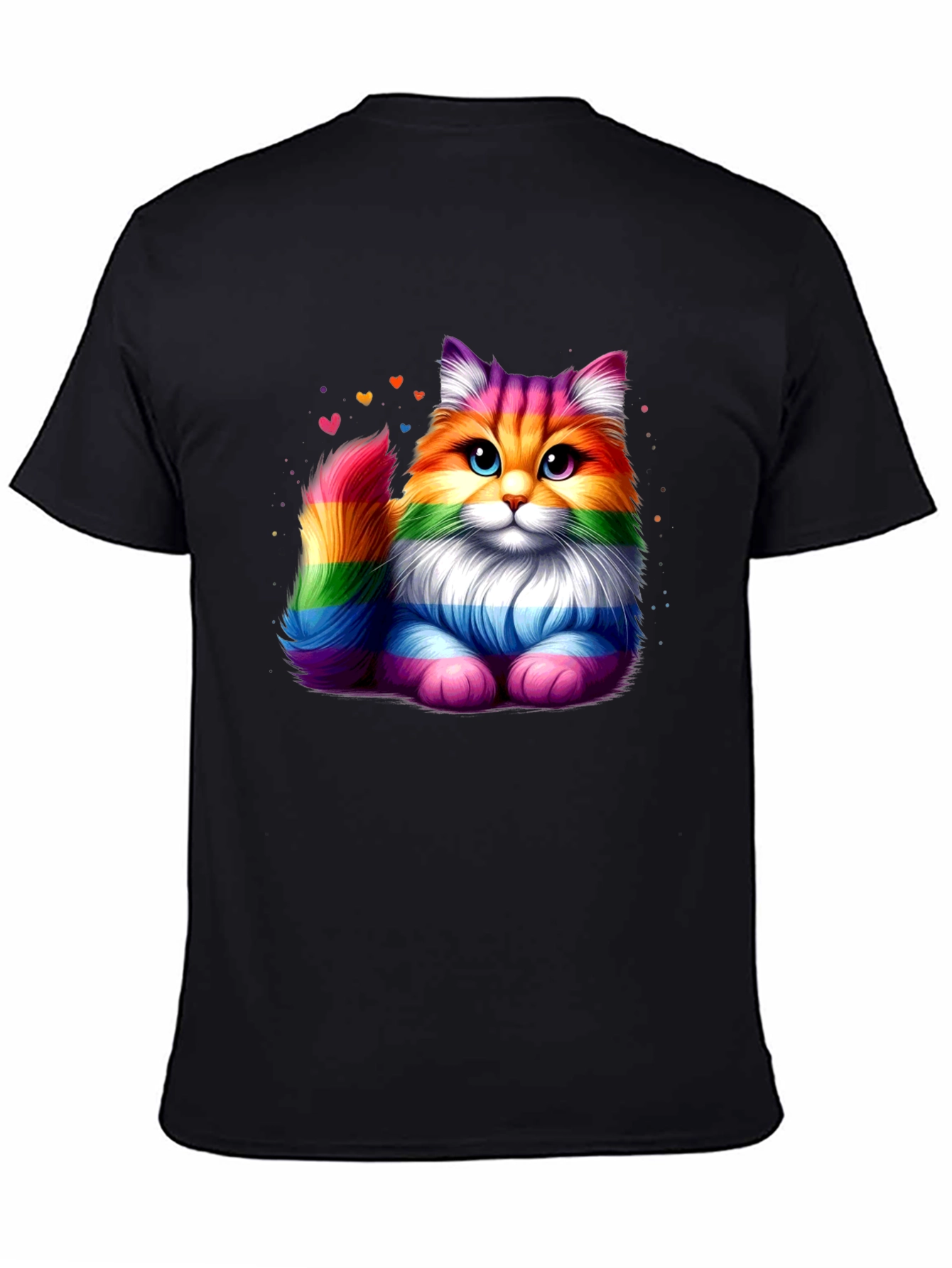 Rainbow Pride Cat Graphic Tee - Black T-Shirt