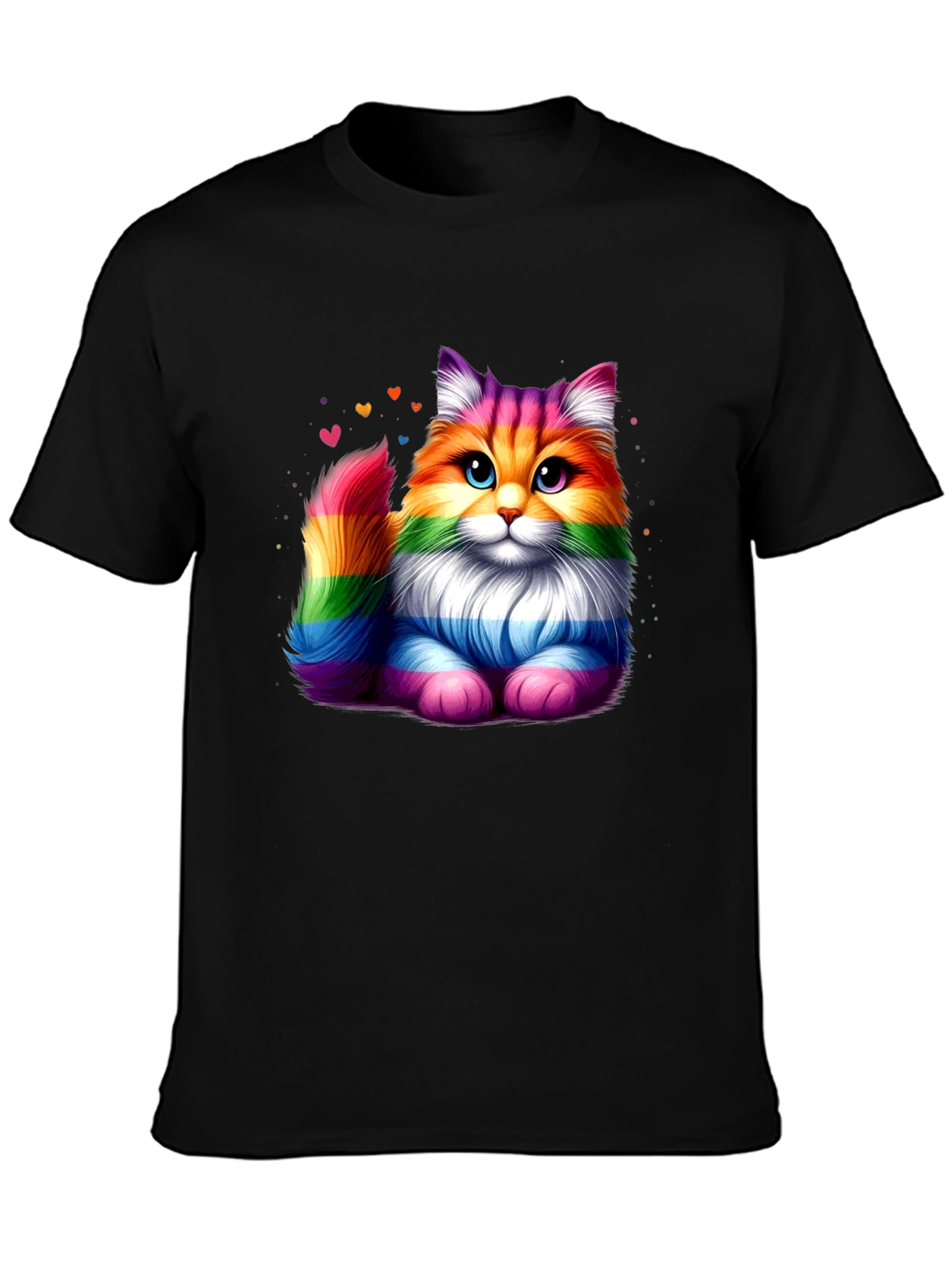 Rainbow Pride Cat Graphic Tee - Black T-Shirt