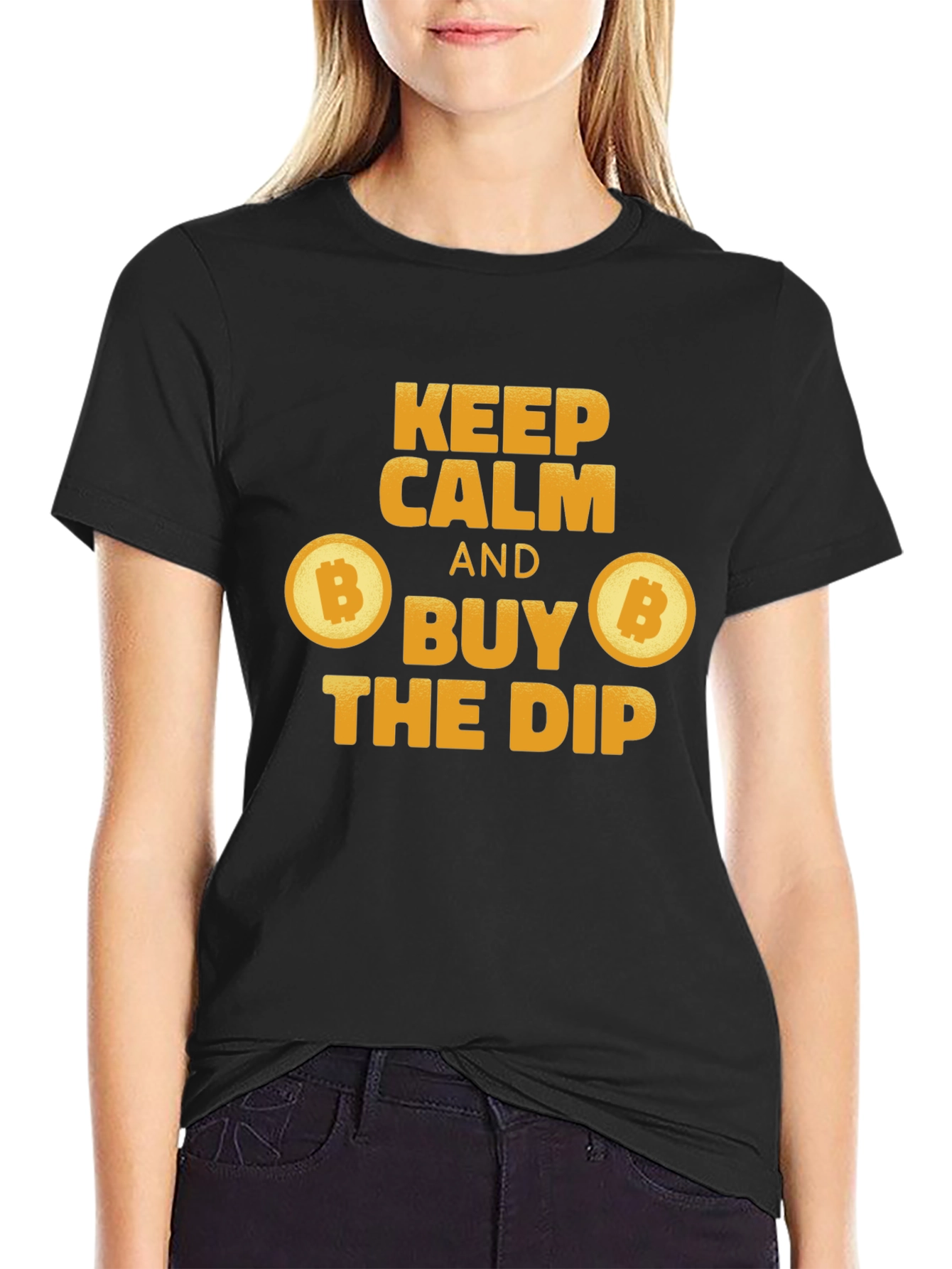 Keep Calm Buy The Dip Bitcoin Crypto Black T-Shirt