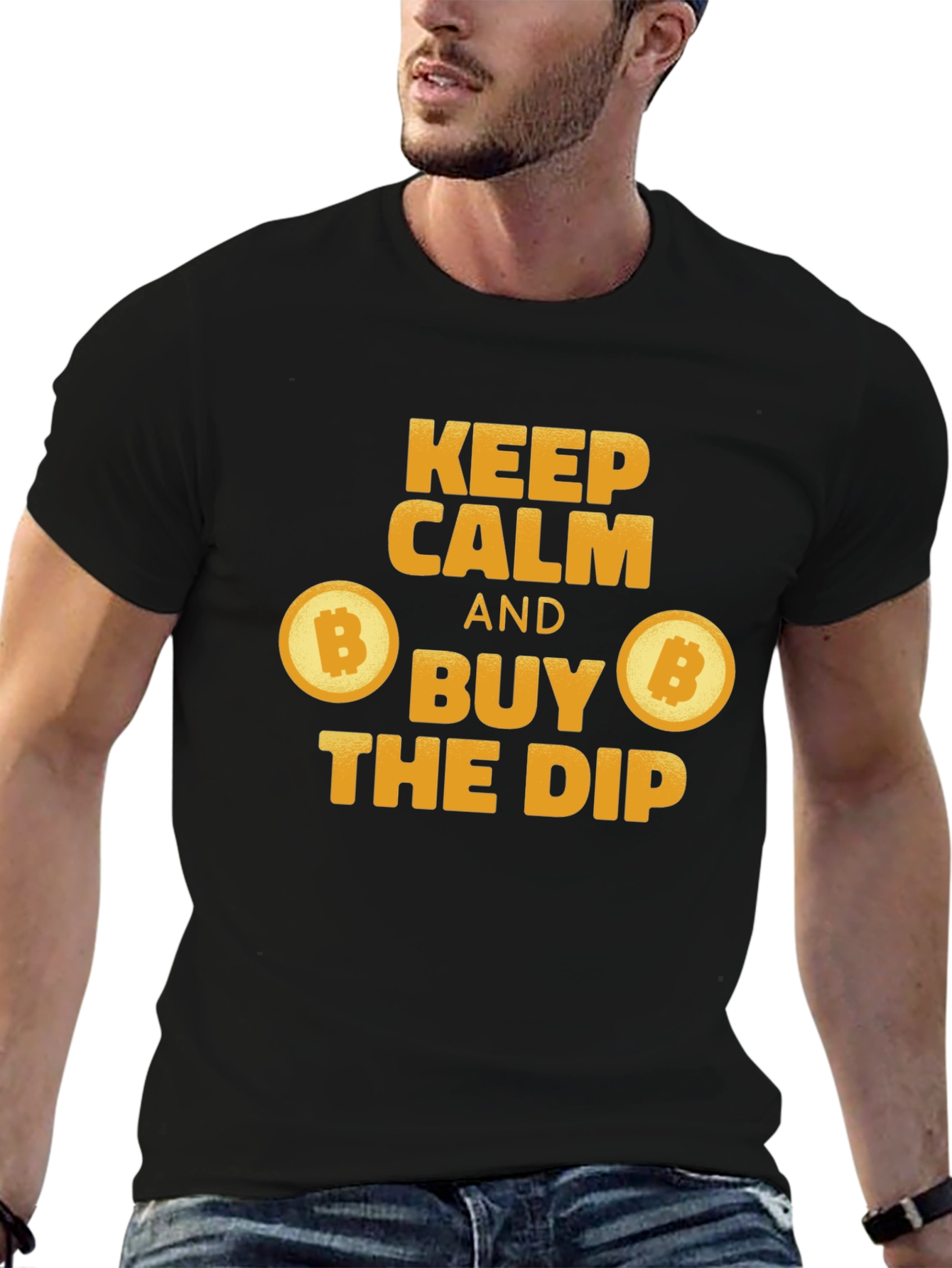 Keep Calm Buy The Dip Bitcoin Crypto Black T-Shirt