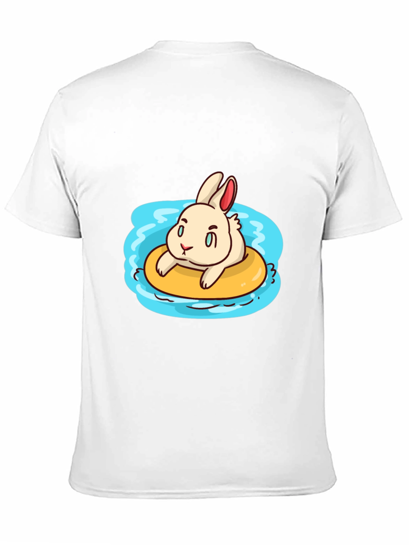 Cartoon Bunny on Float Black T-Shirt