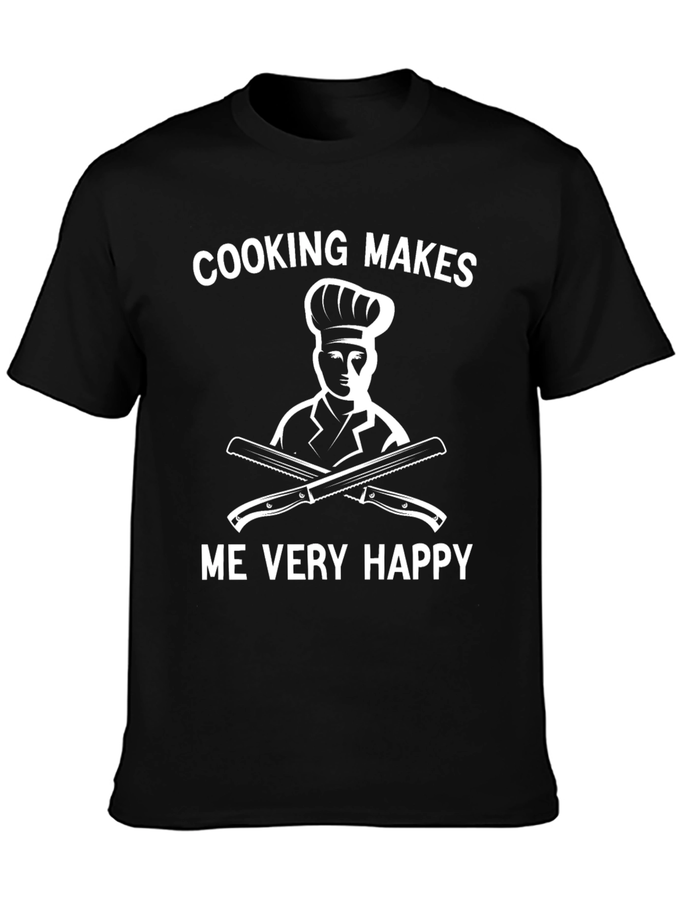 Cooking Makes Me Very Happy Black T-Shirt
