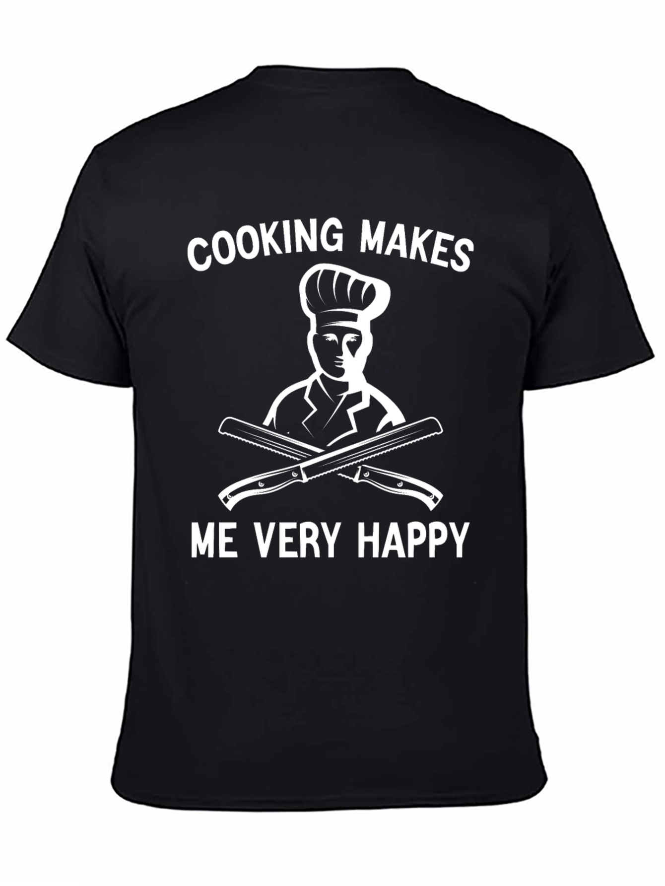 Cooking Makes Me Very Happy Black T-Shirt