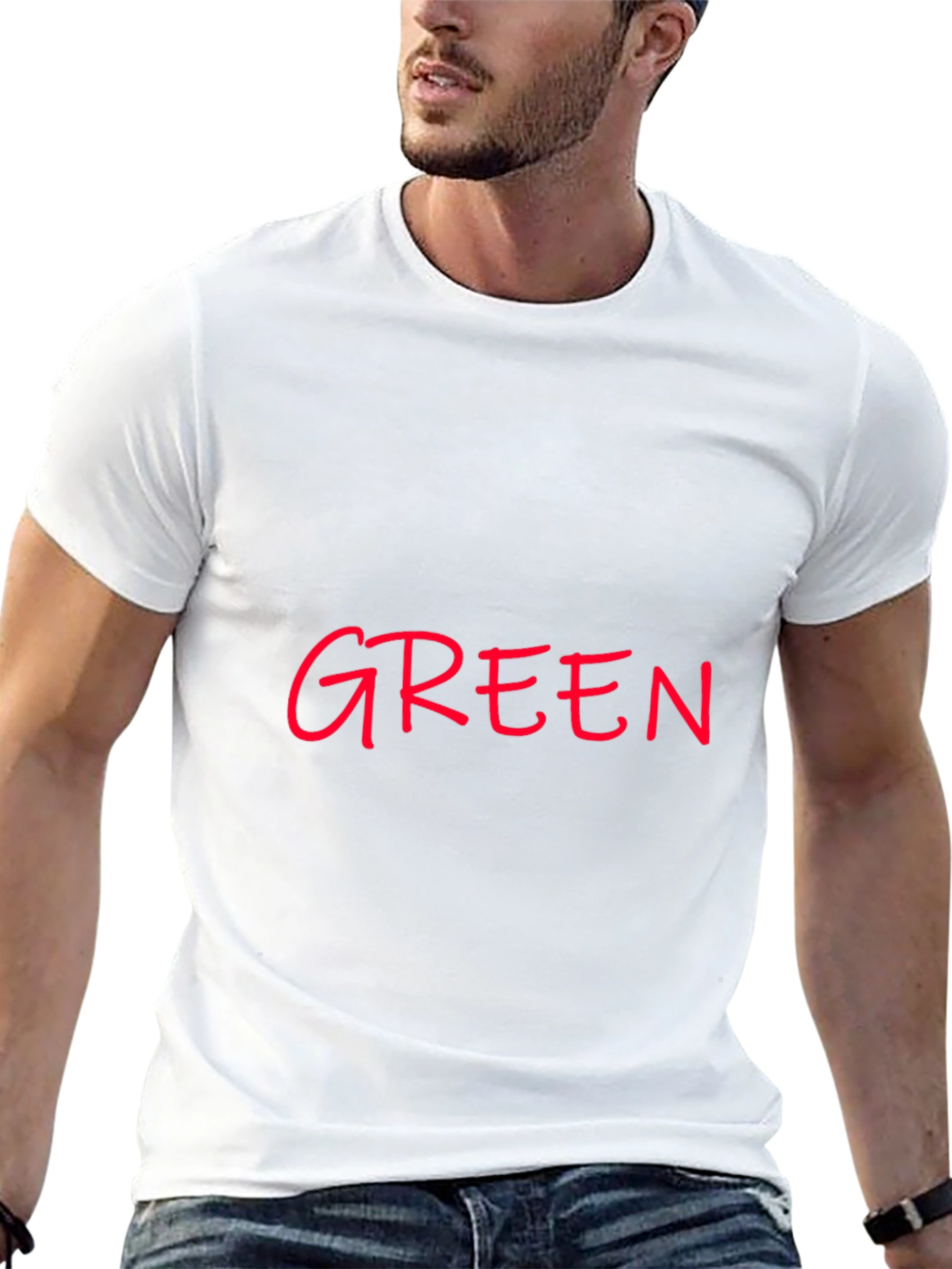 Modern Black T-Shirt with Red GREEN Print