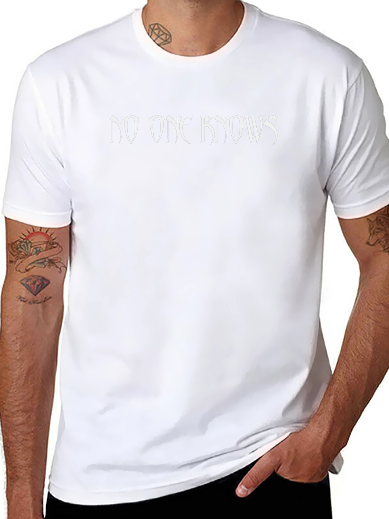 No One Knows Graphic T-Shirt - Black Cotton Blend