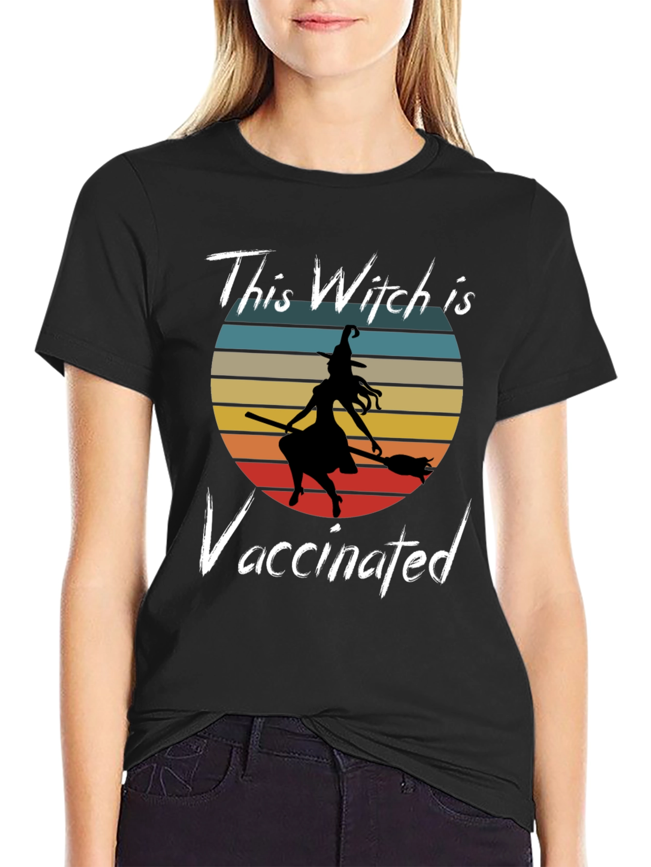 Vaccinated Witch Graphic T-Shirt