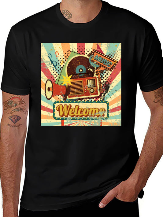 Retro Music Graphic Tee - Welcome Sign