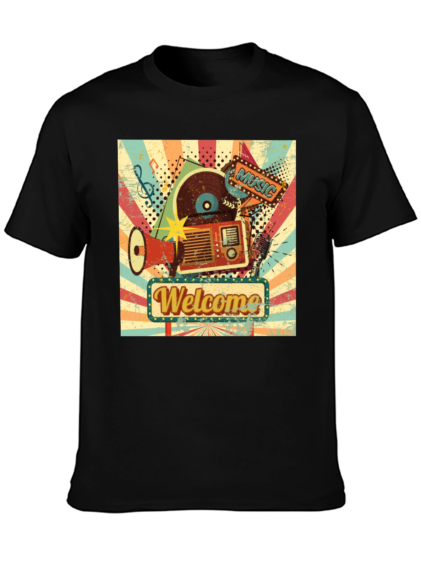 Retro Music Graphic Tee - Welcome Sign